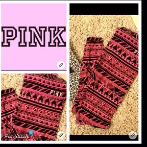 Pink Victoria’s Secret pink and black tribal print leggings like new worn once